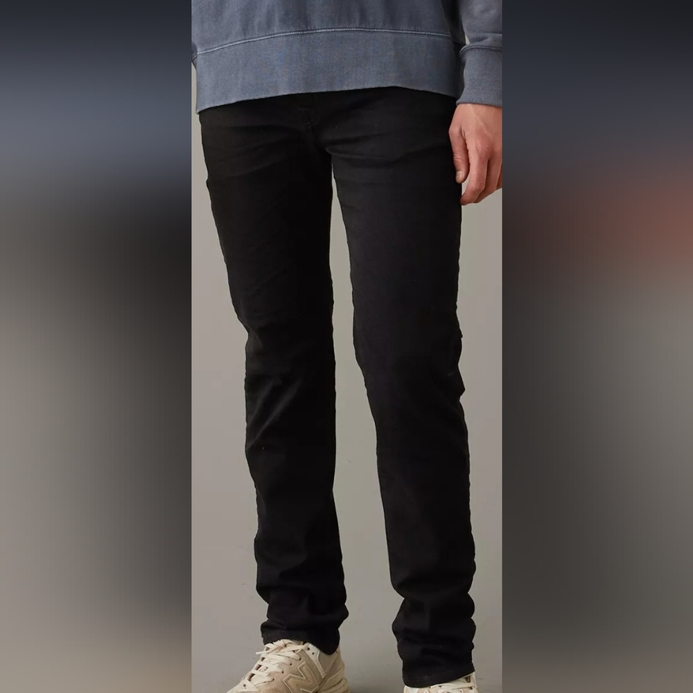 American Eagle AirFlex+ Slim Straight Jean, 30x32, Black